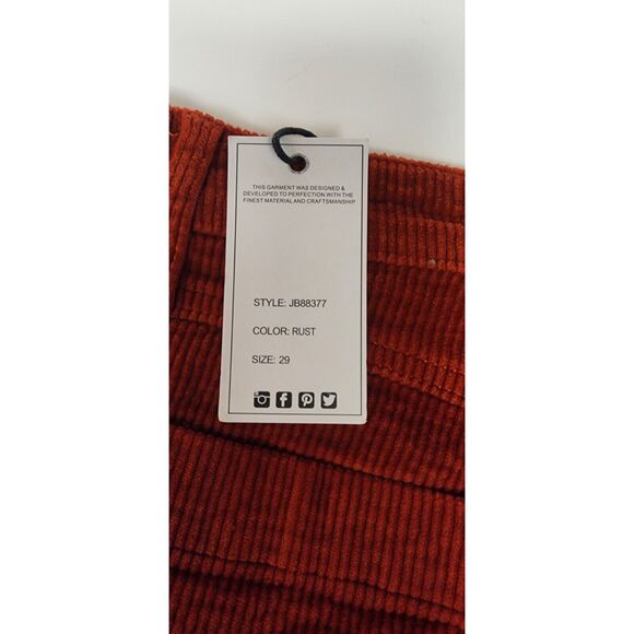 Judy Blue Los Angeles High Waist Bootcut Corduroy Jeans Color Fly Rust Size 29 - Picture 6 of 9